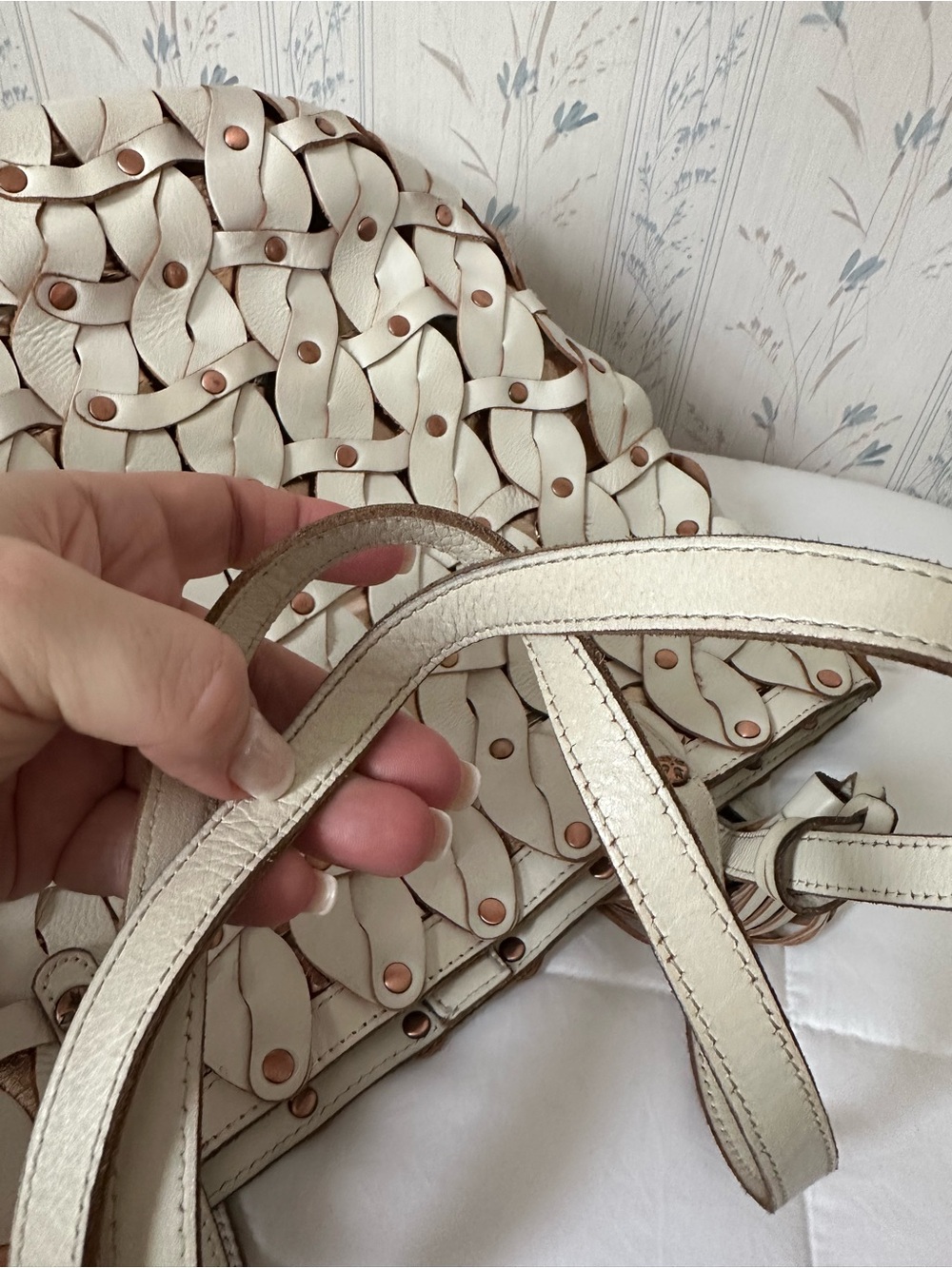 Patricia Nash Ivory Woven Leather Tote - Picture 9 of 12